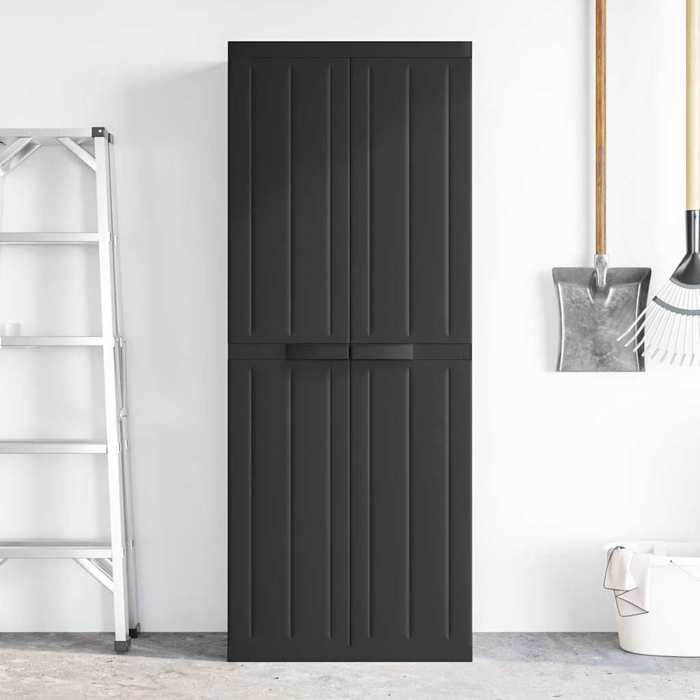 Armoire de rangement dextérieur - vidaXL - Noir - 65x37x165 cm - Polypropylène - Étagère réglable