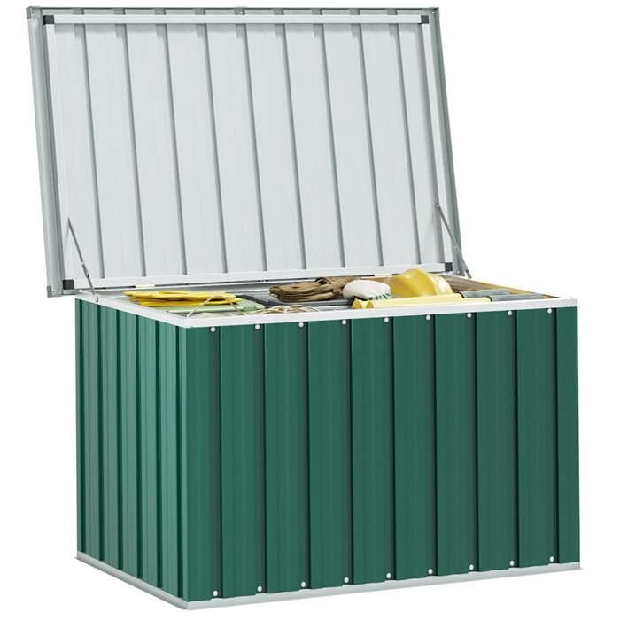 Coffre de rangement de jardin - WIENS - Vert - 109x67x65 cm - Acier galvanisé - Grand espace de rangement