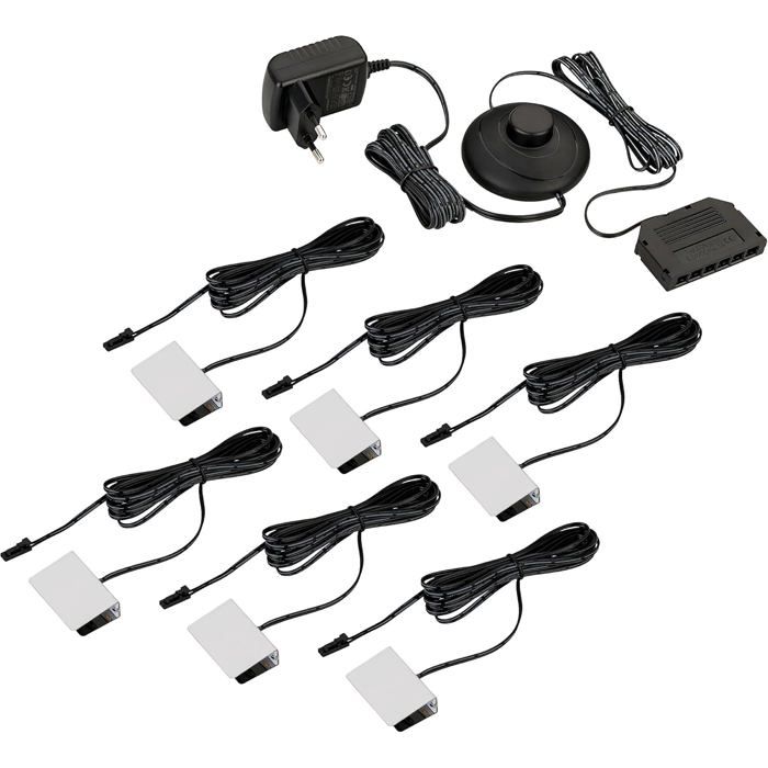 Éclairage de vitrine - SEBSON - Set 6 LED - Blanc chaud 3000K - Interrupteur intégré - Alimentation 12V DC