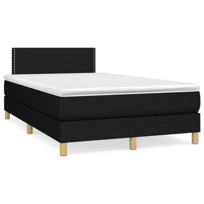 Maison Exclusive - Sommier à lattes de lit matelas et LED noir 120x190 cm tissu