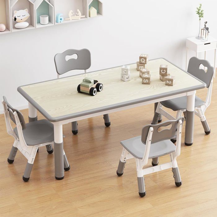 Table Ronde à Manger 120 cm pour 4 Personnes Table enfant Bois Massif Stabl Parfaite pour Petits Espaces gris