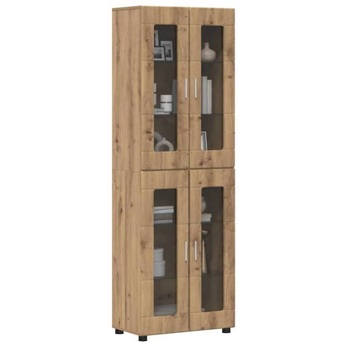Haut Armoire - CLARENCE® - Montage simple - Buffet bahut/Armoire de Cuisine - avec porte FLORIN Chêne artisanal 60 x 35 x 182 cm B57