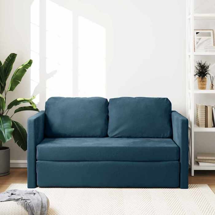 Sales SeasonCanapé convertible à 2 places 2 en 1 - SHELD - CLIC-CLAC/Sofa-lit - bleu 122x204x55cm velours 122x70x55cm C7666167