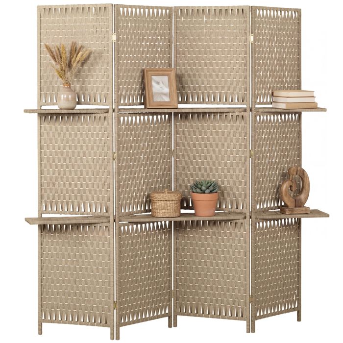 Paravent HOMCOM Papier 181x180x1.6cm naturel
