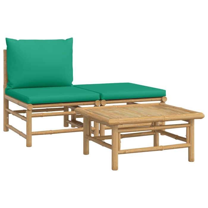 En PromotionSalon de jardin 3 pcs - SHIELD - Meuble dextérieur - avec coussins vert bambou 5007658