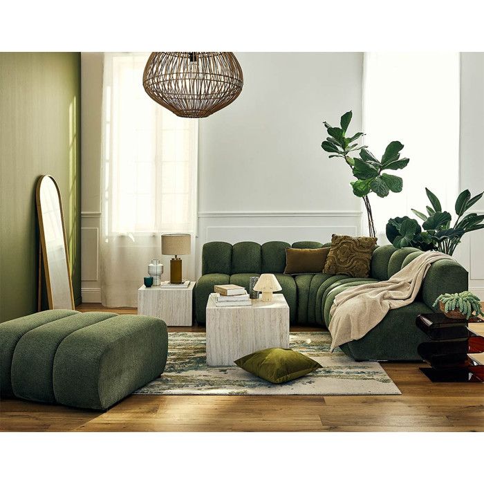 Debbie - canapé modulable dangle réversible 4 places en tissu texturé - Vert Debbie - canapé modulable dangle réversible 4 places en tissu texturé - Vert