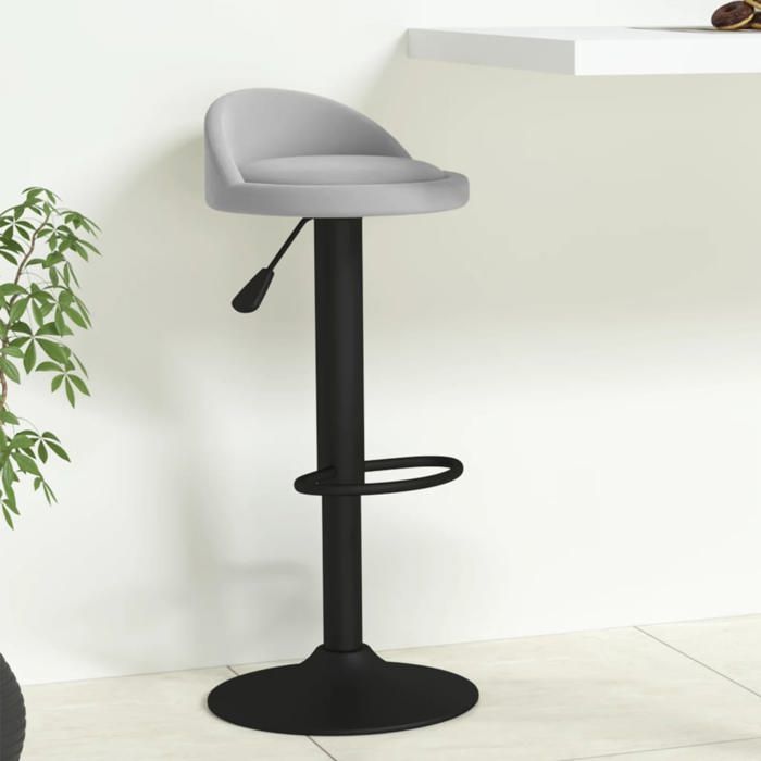 Chaise haute Gris - Magnifique Tabouret de bar Classique pour Cuisine Café Gris clair Velours 8812