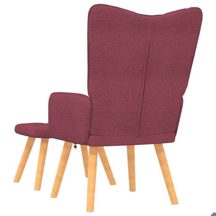 Fauteuil simple - Rouge - Chaise de relaxation - avec tabouret - Rouge bordeaux Tissu 61.5x69x95.5 cm F7735