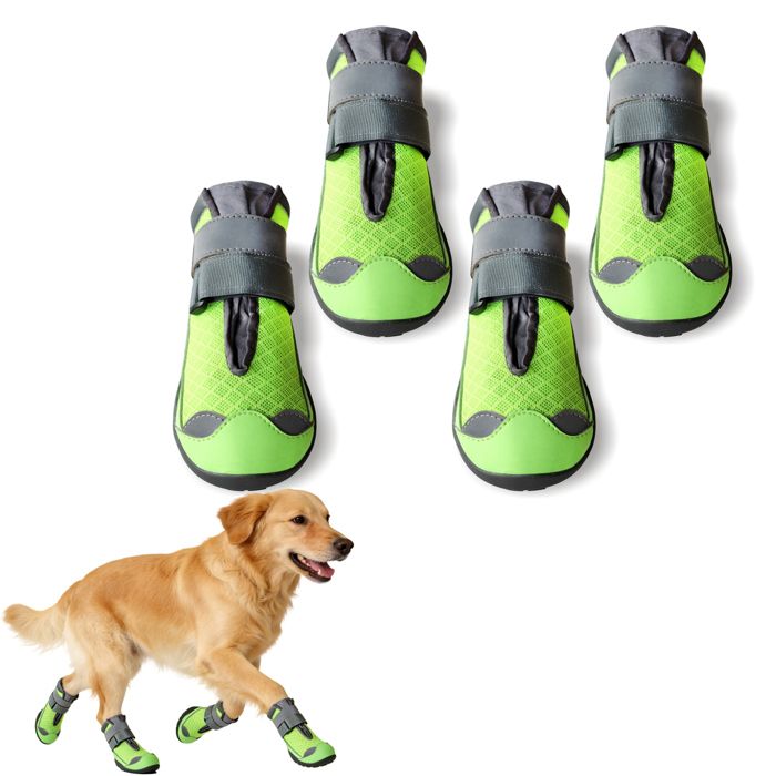 Chaussettes pour chien 4PCS Bandes réfléchissantes Sangles double couche Tissu maille respirante Antidérapant résistant lusure