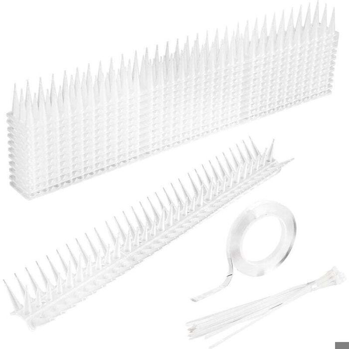 Pics anti-oiseaux - 5m de longueur - Lot de 12 - Blanc - Protection efficace contre pigeons moineaux corbeaux