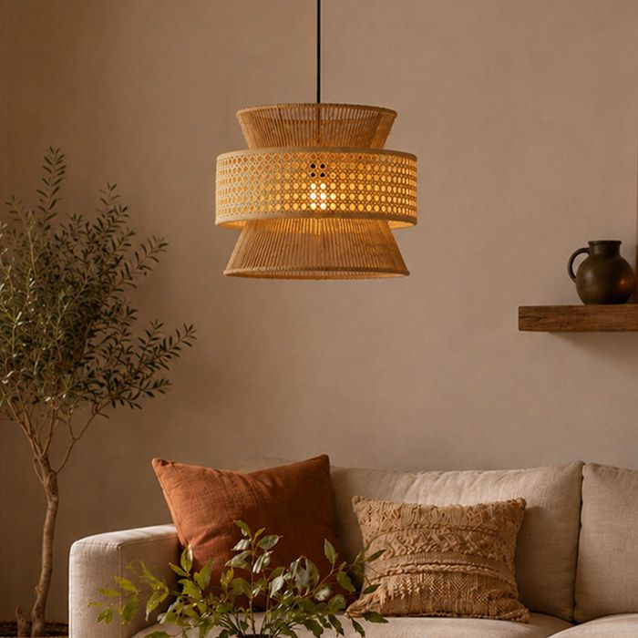 Milton & Oldbrook Rotin Lampe à Suspension Ø 40 cm Brno