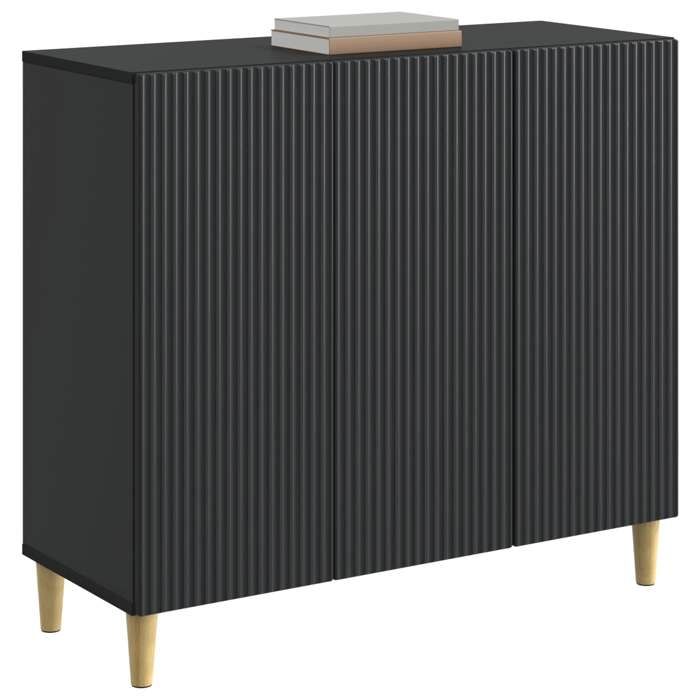 Buffet bas séjour{1 pièce}meuble de rangementdesign épuré Noir 89 x 345 x 80 cm Bois dingénierie hmq53g43