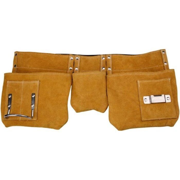Ceinture porte-outils en cuir Poches multiples - Support de marteau - Porte-mètre à ruban - Cuir épais mununo