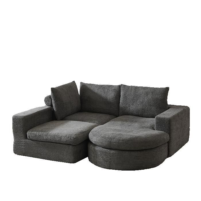 ELVORIN canapé d angle 3 places modulable 250 x 160 x 80 cm chenille grise méridienne réversible sans montage