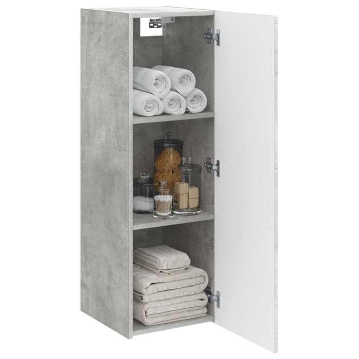 Meuble de salle de bain - COCO - Placard de bains - bois dingénierie - gris béton - montage mural - 33x34 5x100 cm&37572