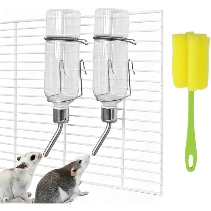 Lot De 2 Bouteille DEau Pour Hamster Abreuvoir Pour Lapins 350 Ml-Avec Support-Biberon Hamster Biberon Lapin Nain Pour Cage[CA53]