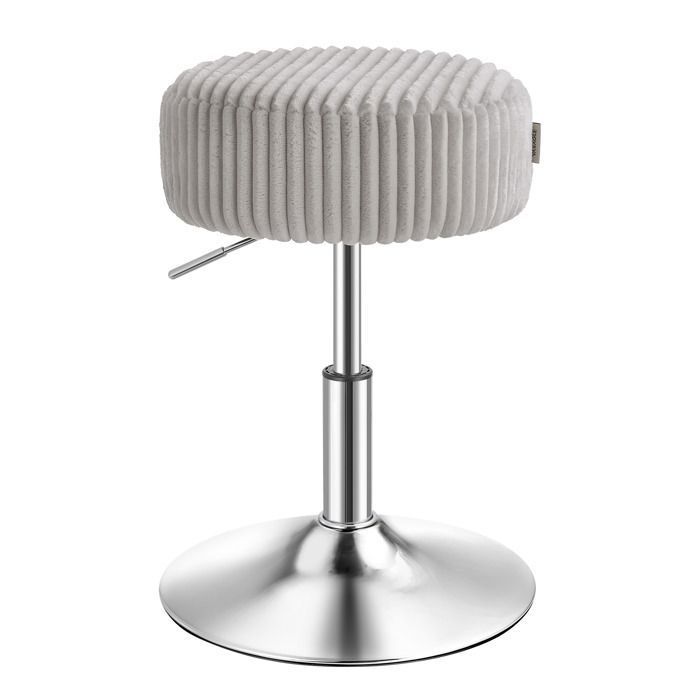 Ensemble de 2 Tabourets Ronds Réglables Pivotants à 360° Coussin Épais 38 5 x 38 5 x 44-56 cm Gris