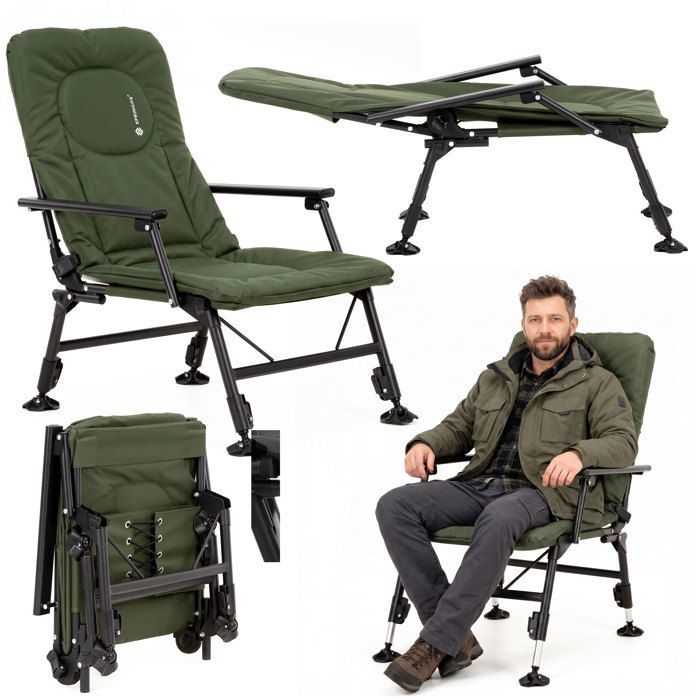 Chaise pliante Springos – camping pêche plage 5 positions jusquà 140 kg avec tablette