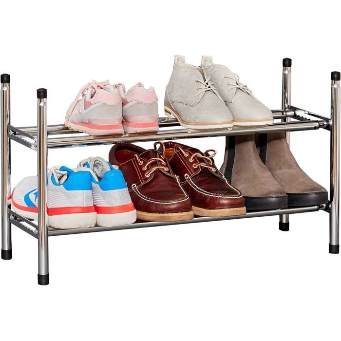 Love It Store It - Étagère À Chaussures Extensible En Métal Chromé - Design Empilable - Rangement 10 Paires - Idéale Entrée Et Sal