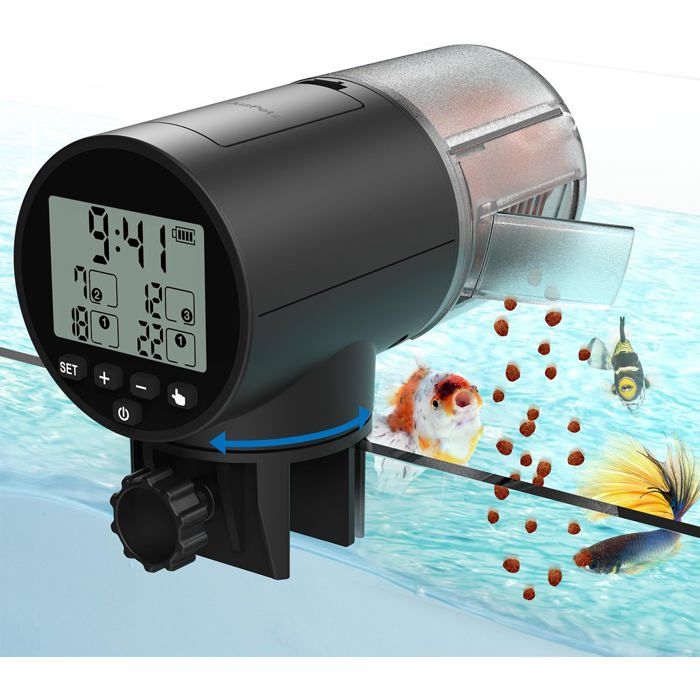 Distributeur De Nourriture Automatique Pour Poissons Noir