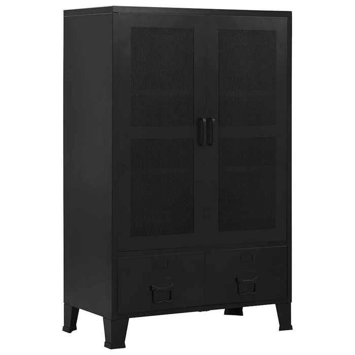 Noir Armoire de bureau avec portes en maille Acier 75x40x120 cm Noir - Meuble Rangement LV26029