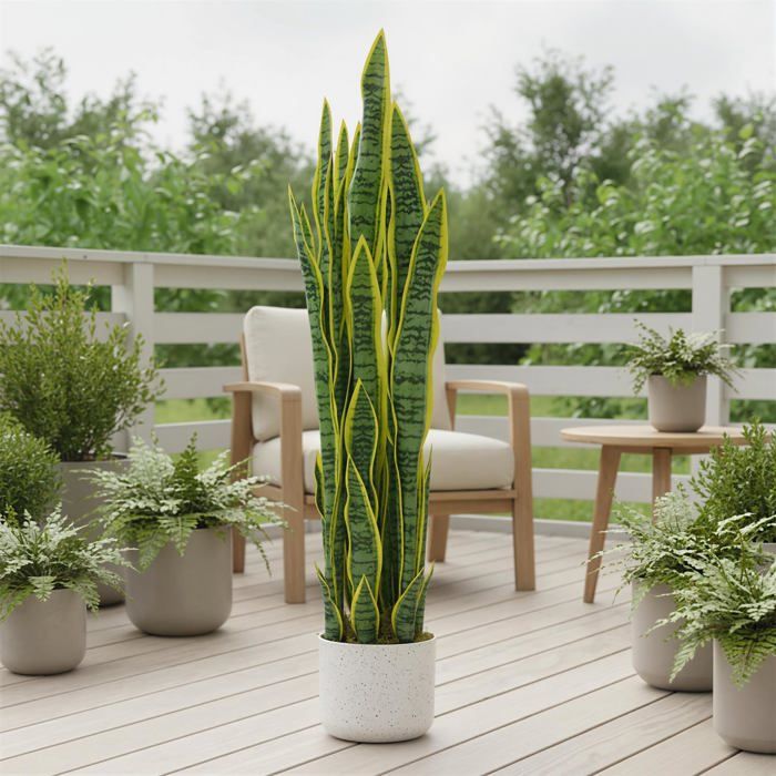 Fausse plante de serpent de 3 pi avec 33 feuilles réalistes grande plante de serpent artificielle en pot