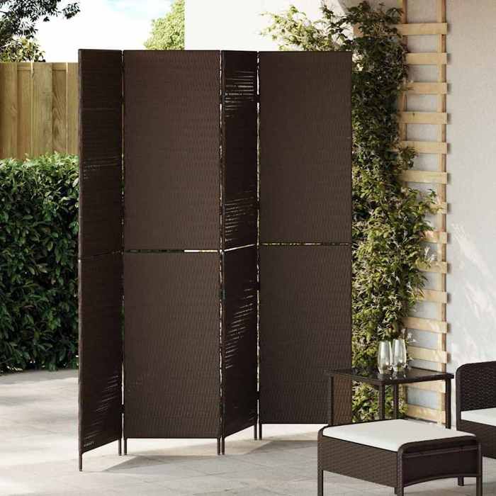 Marron Séparateur de pièce Marron 195x180 cm polyrotin - Meuble Paravent @136721