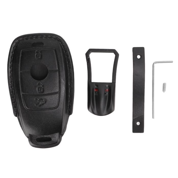 Étui à Clé De Voiture En Cuir Noir - Porte-clés Accessoire Auto - Neuf