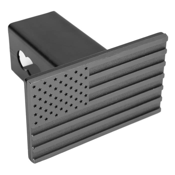 EVerHITCH Couvercle D'attelage En Métal Drapeau Américain (compatible Avec Récepteurs De 5,1 Cm, Noir Et Chromé Avec Fine Ligne Bleue