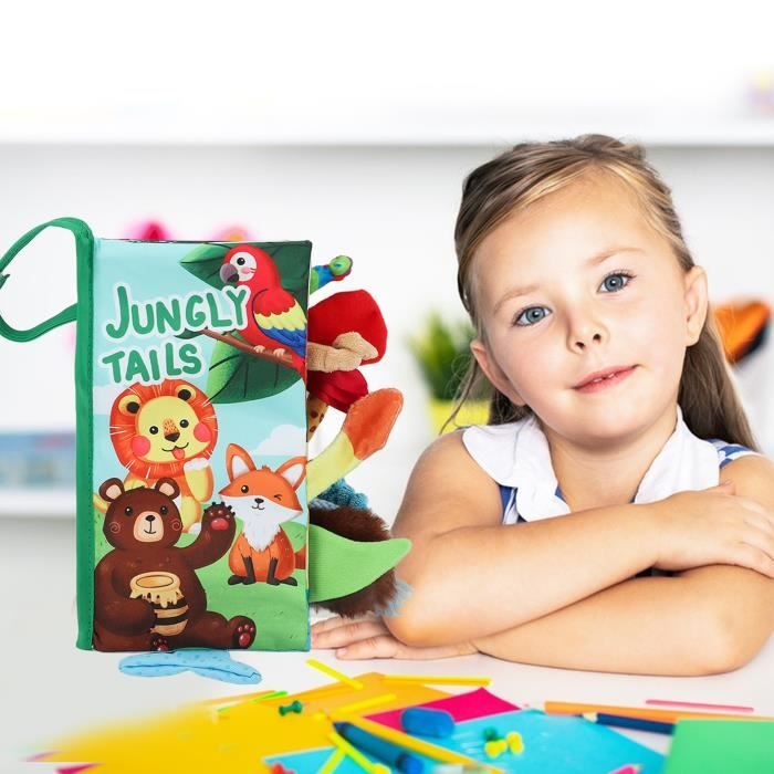 Livre Tissu Bébé Sensoriel Océan – Livre Éveil Doux Avec Son, 3D Queues Animaux, Crinkle, Hochets, Jouet Éducatif 0-3 Mois & Plus