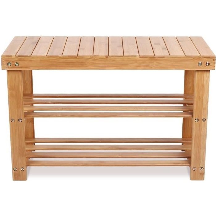 Homfa Etagere A Chaussures 2 Niveaux Meuble Banc De Rangement