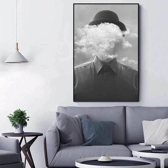 GEMMII Fille à la fenêtre peinture toile impression affiche Salvador Dali mur art femme mer bleu photo pour salon décor à la maison 42x60 cm sans cadre