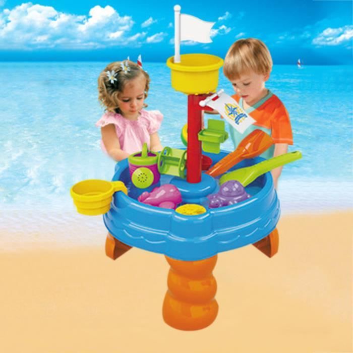 bac Sable pour des Heures de Plaisir Comprend 8 Jouets de Plage et de lespace pour Le Sable et leau Sand Eau Table Able /à Sable et Eau avec Couvercle pour Enfant