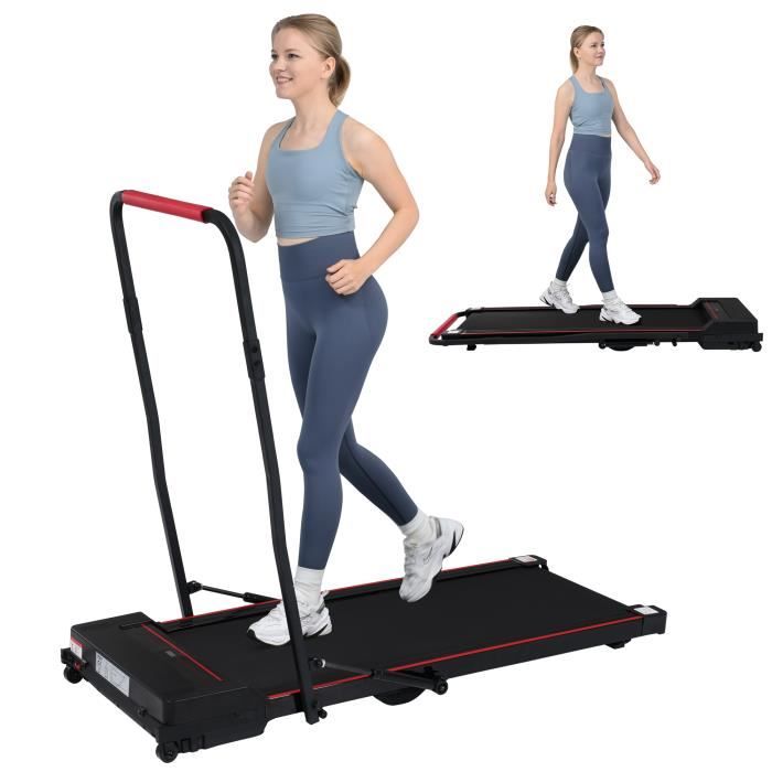 [Black Friday]2 en 1 Tapis de marche Pliable-Tapis de Course à domicile-Avec accoudoir et Écran LCD-Motorisé 1-12 Km-h Noir