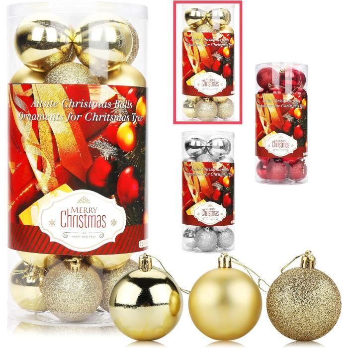 24Pcs Boule De Noel Or, 6Cm Boules De Noel Deco Noel Interieur, Arbre