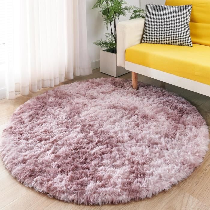 Tapis Moelleux Lumineux Rond Chambre Enfant - Tapis Peluche Phosphorescent Horse Pink Ø100cm Décoratif Salon Maternelle