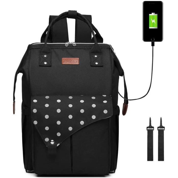 Kono Sacs A Dos A Langer Pour Bebe Sac De Voyage Et Port De Charge Usb Grand Capacite Sac A Dos Conception Et Sac A Main Pour Meres Noirm Cdiscount Pret A Porter