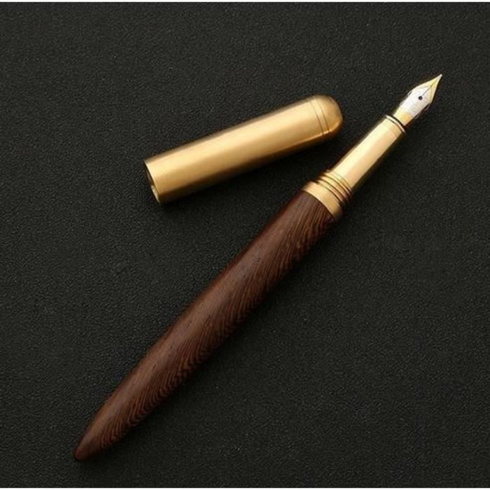 Abcsea Stylo Plume En Bois V/éritable Noble Stylo Plume /À Bois Moyen Bois brun