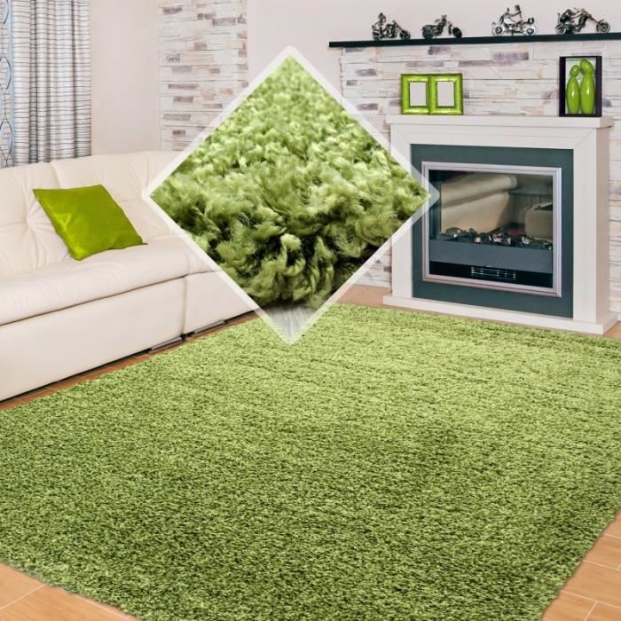 Tapis Shaggy pile longue couleur unique VERT 