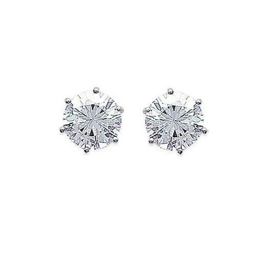 925 Sterling Argent blanc /& rubis-Tone C Z Carré Clous D/'Oreilles