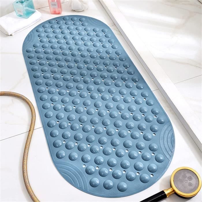 Tapis De Bain ANSIO Anti-dérapant - PVC Anti-moisissure, Trou Drainage, Ventouses - Bleu Sarcelle