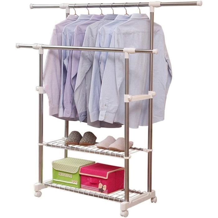 Perche Télescopique Ajustable Cabilock - Barre Rétractable Inox Pour Vêtements Et Rangement Balcon/Placard