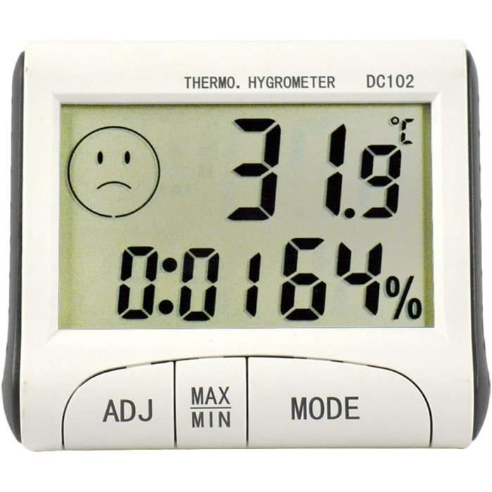 Thermomètre Hygromètre Intérieur, Digital Horloge numérique portable (Noir) Excellent ABI
