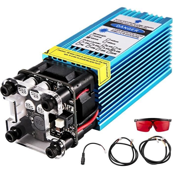 Module De Tête Laser Bleu 445nm 1,6W (1600mw) Pour Gravure Et Impression 3D - Entrée 12V/24V, Connexion 3P - Neuf