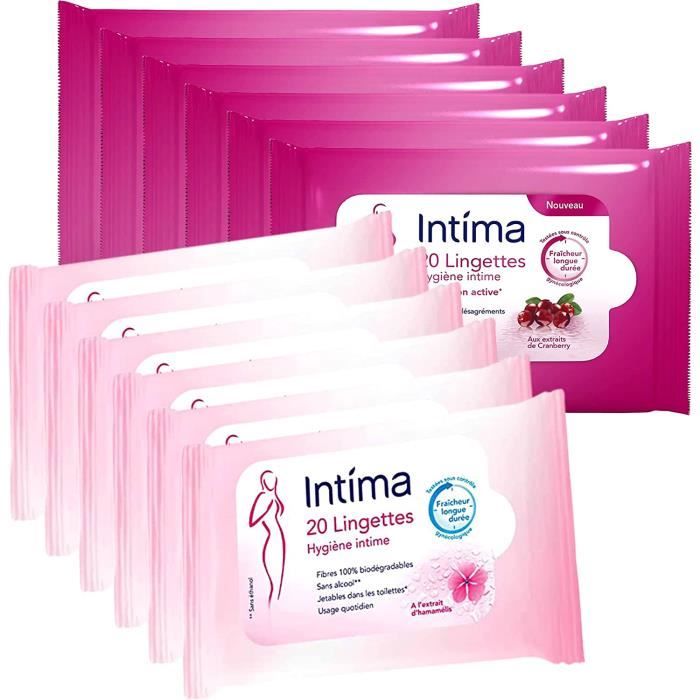 Intima - 20 Lingettes Hygiène Intime - Douceur et Fraîcheur Longue Durée