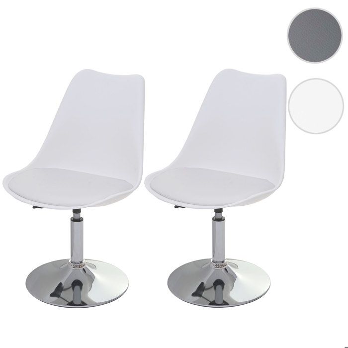 2x chaise pivotante Malmö T501 réglable en hauteur similicuir ~ blanc