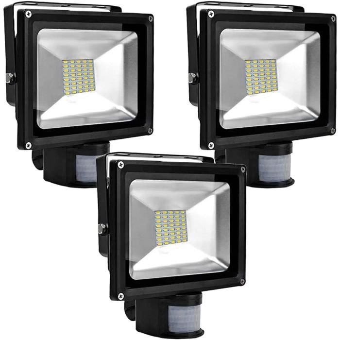Projecteur à LED 20W avec détecteur de mouvement, 1600LM PIR 6500k