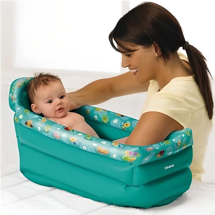 Baignoire gonflable de voyage bébé 0-6 mois - Tomy - Vert - Naissance - Mixte - Gonflable