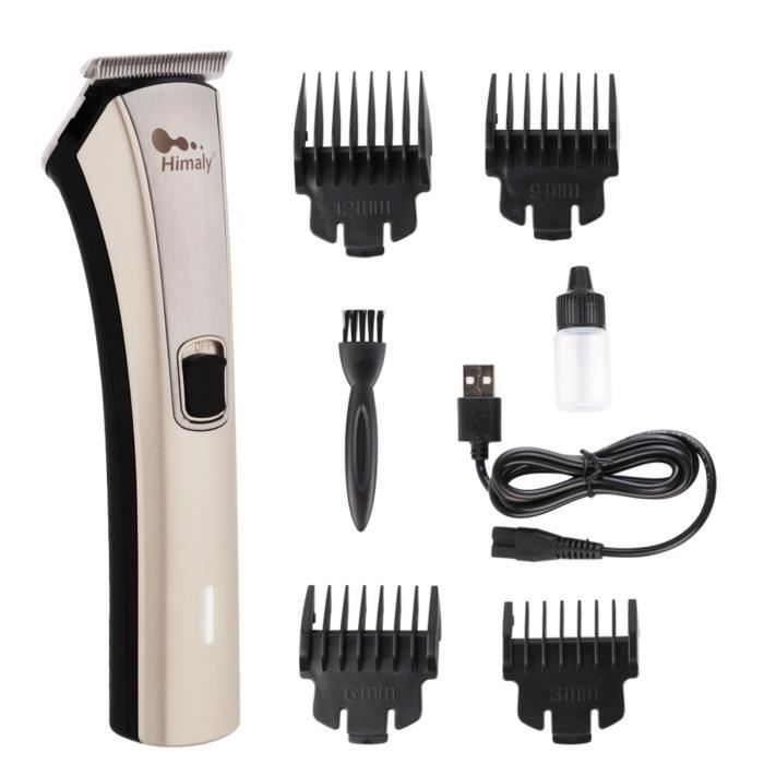 Tondeuse Cheveux pour Hommes Professionnelle Tondeuse Barbe Électrique Rechargeable avec 4 Sabots (3mm -12mm) pour Enfants Adultes