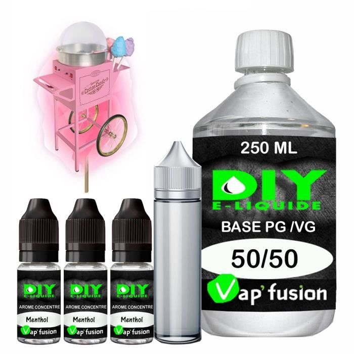 Pack diy Eliquide Barbe a papa arôme concentré 30 ML + Base PG/VG 250ML - 0  Mg - Vapfusion